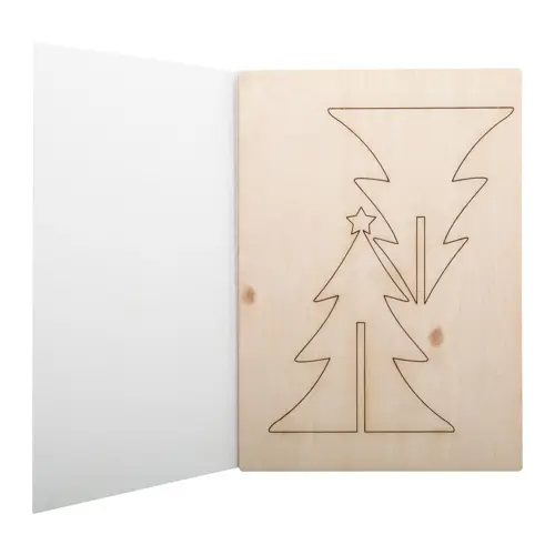 Biglietto di auguri Natalizio in carta con grafica personalizzata e puzzle legno