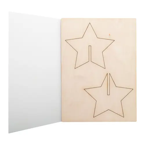 Biglietto di auguri Natalizio in carta con grafica personalizzata e puzzle legno