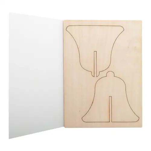 Biglietto di auguri Natalizio in carta con grafica personalizzata e puzzle legno