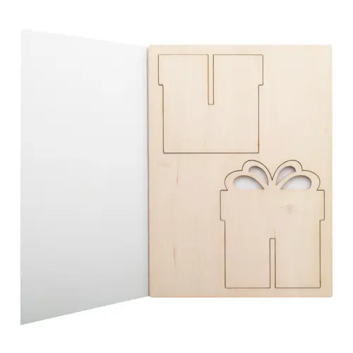 Biglietto di auguri Natalizio in carta con grafica personalizzata e puzzle legno