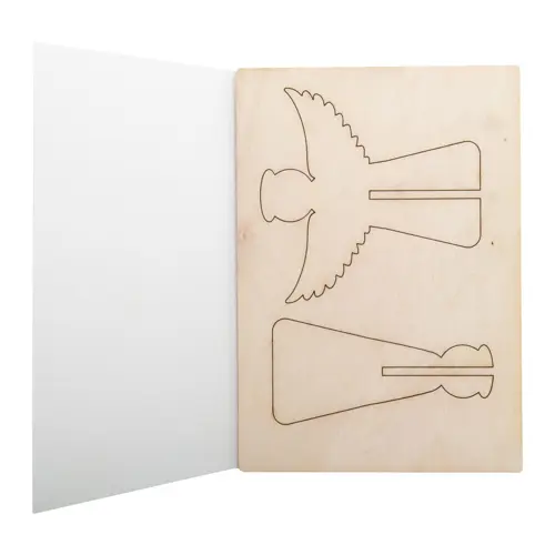 Biglietto di auguri Natalizio in carta con grafica personalizzata e puzzle legno