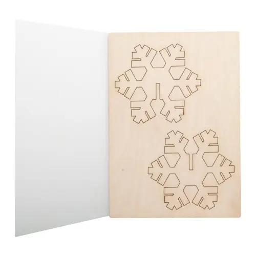 Biglietto di auguri Natalizio in carta con grafica personalizzata e puzzle legno