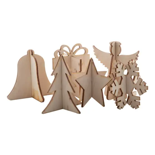 Biglietto di auguri Natalizio in carta con grafica personalizzata e puzzle legno