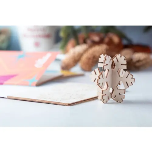 Biglietto di auguri Natalizio in carta con grafica personalizzata e puzzle legno