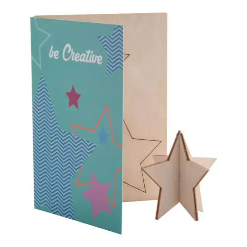 Biglietto di auguri Natalizio in carta con grafica personalizzata e puzzle legno