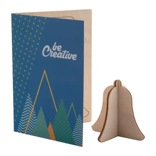 Biglietto di auguri Natalizio in carta con grafica personalizzata e puzzle legno