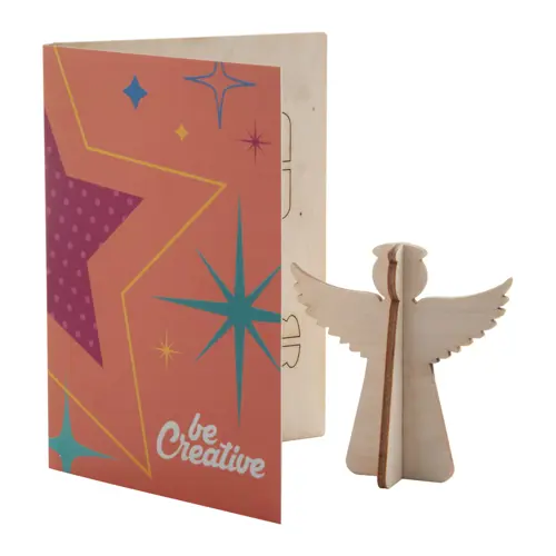 Biglietto di auguri Natalizio in carta con grafica personalizzata e puzzle legno