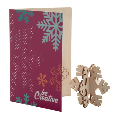 Biglietto di auguri Natalizio in carta con grafica personalizzata e puzzle legno
