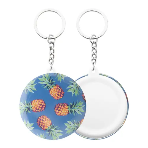 Portachiavi in plastica con inserto in carta personalizzabile Ø 44mm