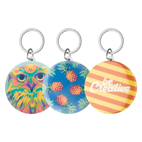 Portachiavi in plastica con inserto in carta personalizzabile Ø 58mm