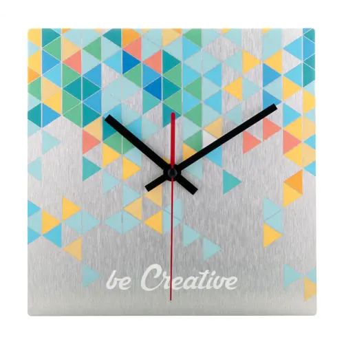 Orologio da parete quadrato in alluminio con grafica totalmente personalizzabile