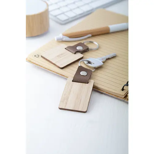 Portachiavi in bambù e pelle PU