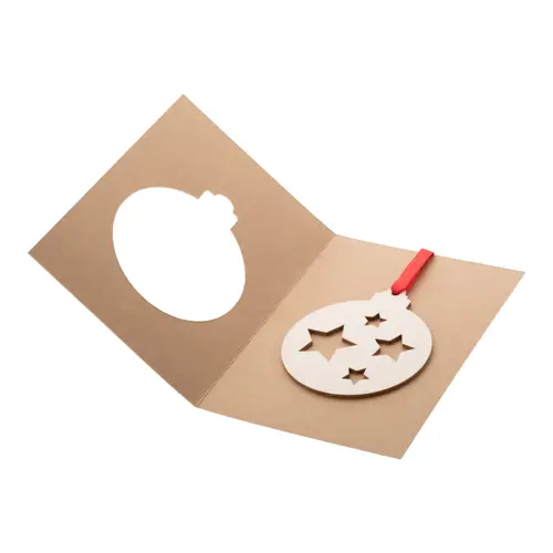 Biglietto di Auguri Natalizio in carta kraft con decorazione per albero di Natale