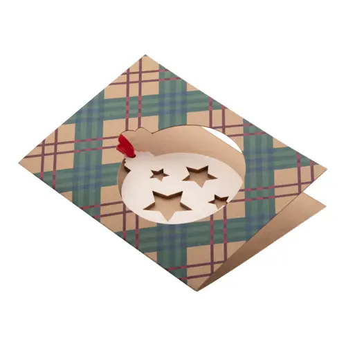 Biglietto di Auguri Natalizio in carta kraft con decorazione per albero di Natale