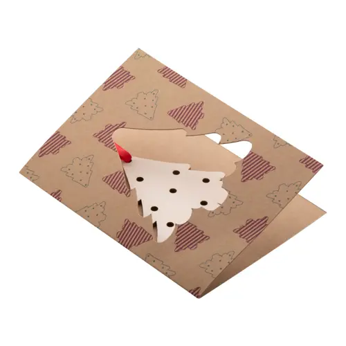 Biglietto di Auguri Natalizio in carta kraft con decorazione per albero di Natale