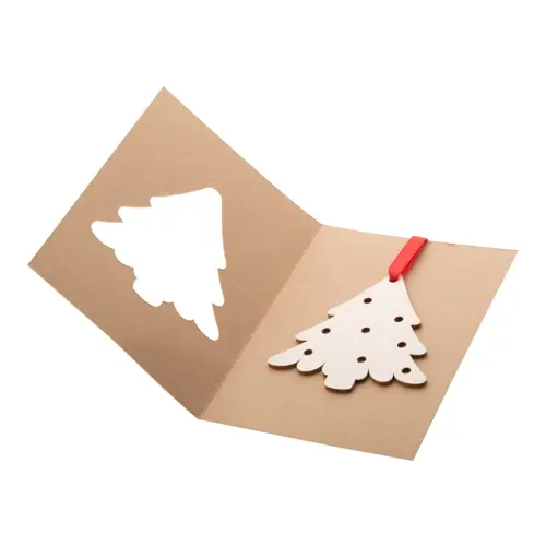 Biglietto di Auguri Natalizio in carta kraft con decorazione per albero di Natale