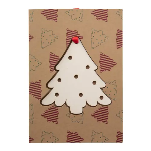 Biglietto di Auguri Natalizio in carta kraft con decorazione per albero di Natale