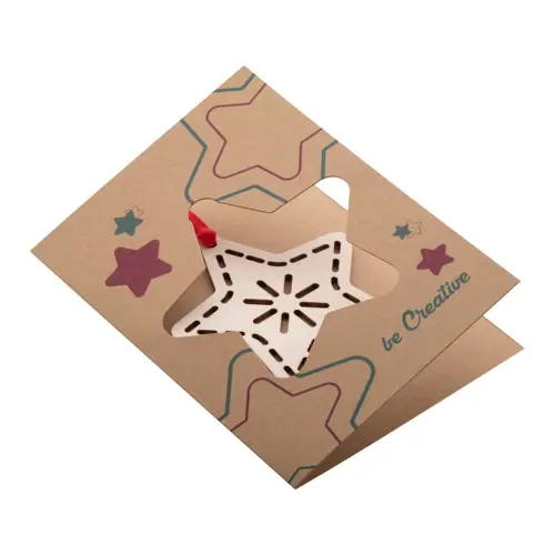 Biglietto di Auguri Natalizio in carta kraft con decorazione per albero di Natale