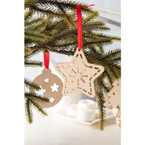 Biglietto di Auguri Natalizio in carta kraft con decorazione per albero di Natale