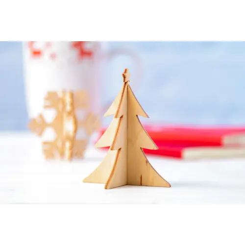 Biglietto di auguri Natalizio in carta kraft con grafica personalizzata e puzzle legno