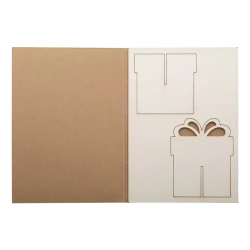Biglietto di auguri Natalizio in carta kraft con grafica personalizzata e puzzle legno