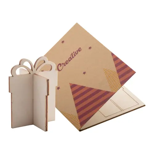Biglietto di auguri Natalizio in carta kraft con grafica personalizzata e puzzle legno