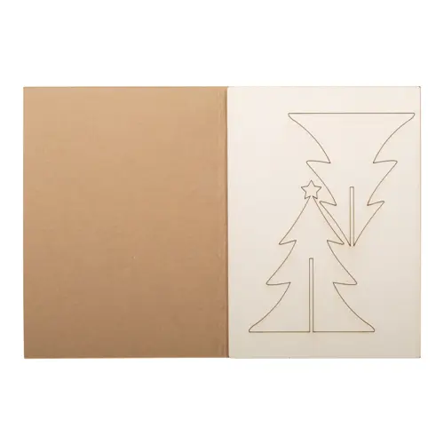 Biglietto di auguri Natalizio in carta kraft con grafica personalizzata e puzzle legno