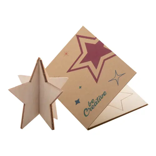 Biglietto di auguri Natalizio in carta kraft con grafica personalizzata e puzzle legno