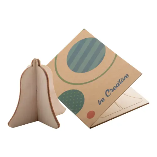 Biglietto di auguri Natalizio in carta kraft con grafica personalizzata e puzzle legno