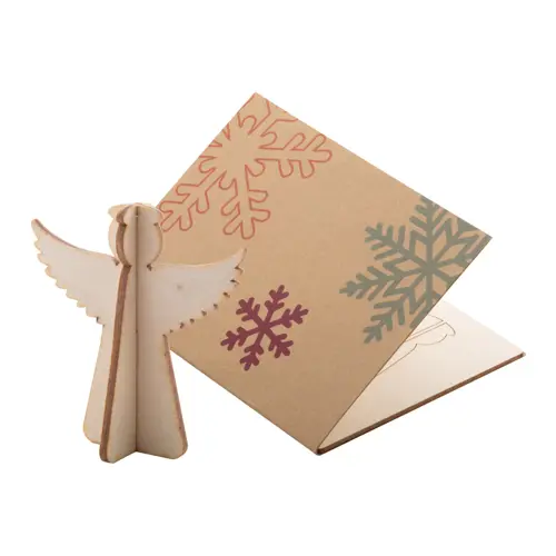 Biglietto di auguri Natalizio in carta kraft con grafica personalizzata e puzzle legno