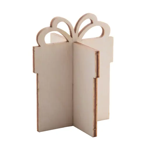 Biglietto di auguri Natalizio pieghevole in cartoncino con puzzle in legno