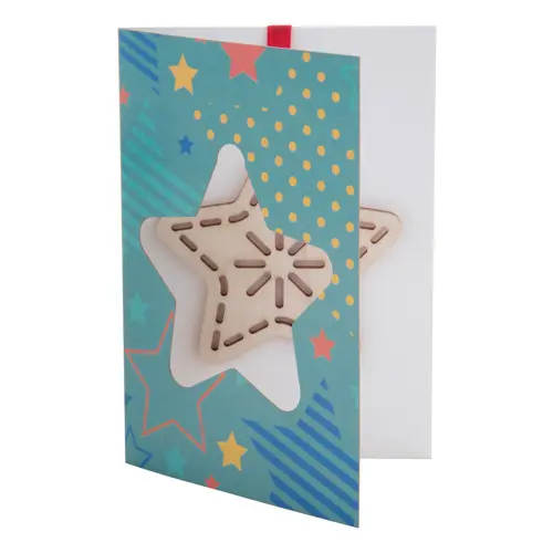 Biglietto di auguri Natalizio con decorazione per alberto di natale