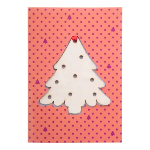 Biglietto di auguri Natalizio con decorazione per alberto di natale