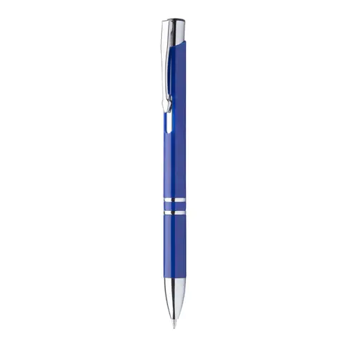 Penna a sfera in plastica con clip e puntale cromato refill blu