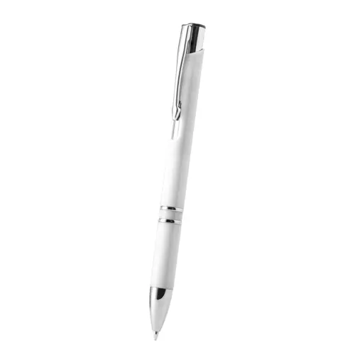 Penna a sfera in plastica con clip e puntale cromato refill blu