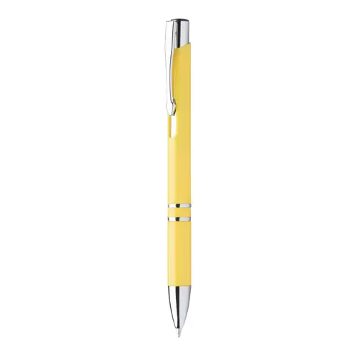 Penna a sfera in plastica con clip e puntale cromato refill blu