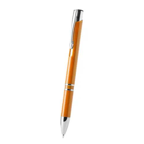 Penna a sfera in plastica con clip e puntale cromato refill blu