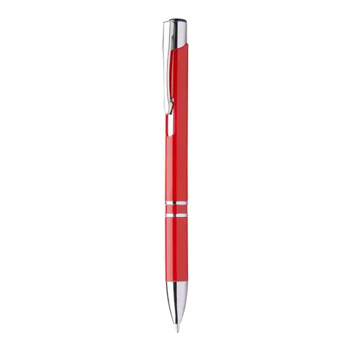 Penna a sfera in plastica con clip e puntale cromato refill blu
