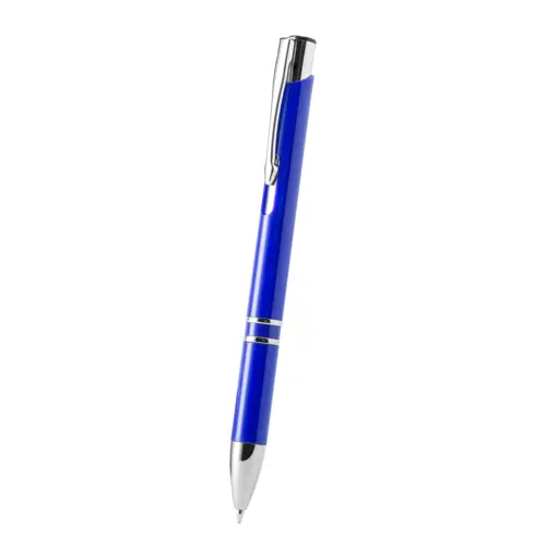 Penna a sfera in plastica con clip e puntale cromato refill blu