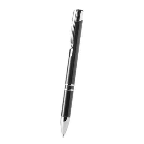 Penna a sfera in plastica con clip e puntale cromato refill blu