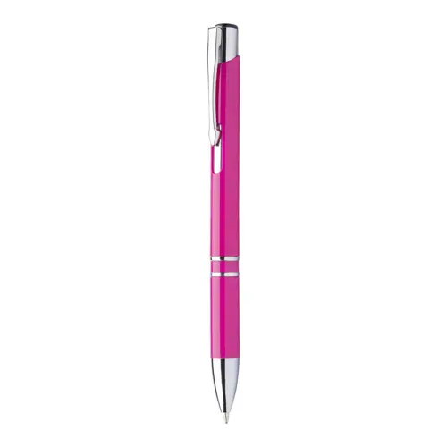 Penna a sfera in plastica con clip e puntale cromato refill blu