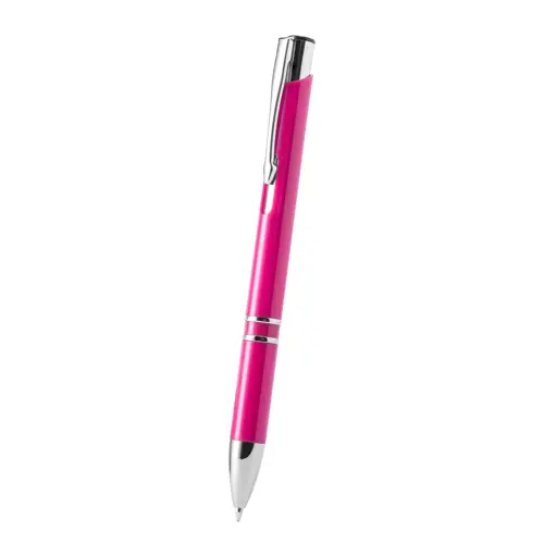 Penna a sfera in plastica con clip e puntale cromato refill blu