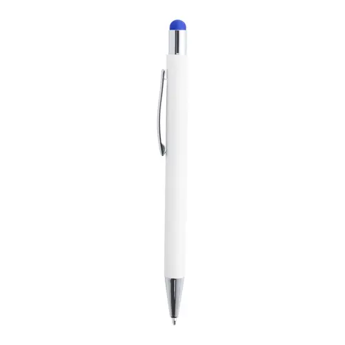 Penna a sfera in alluminio con rivestimento in gomma per incisione colorata in coordinato con la punta touch e refill blu