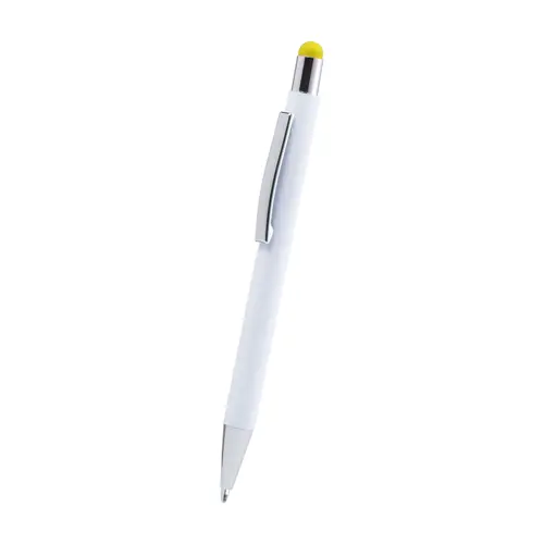 Penna a sfera in alluminio con rivestimento in gomma per incisione colorata in coordinato con la punta touch e refill blu