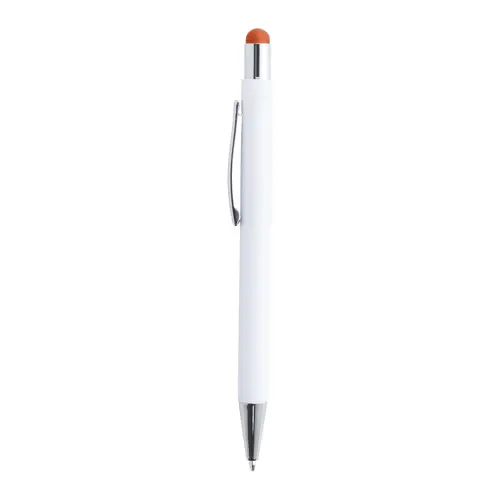 Penna a sfera in alluminio con rivestimento in gomma per incisione colorata in coordinato con la punta touch e refill blu
