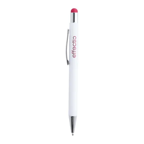 Penna a sfera in alluminio con rivestimento in gomma per incisione colorata in coordinato con la punta touch e refill blu