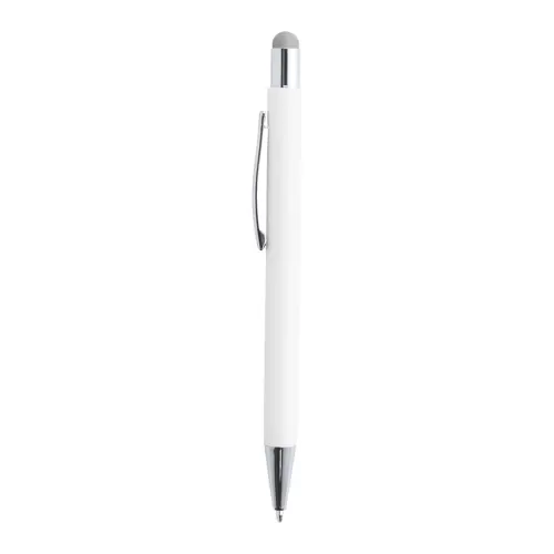 Penna a sfera in alluminio con rivestimento in gomma per incisione colorata in coordinato con la punta touch e refill blu