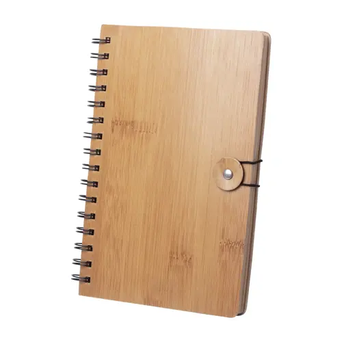 Block notes A5 con copertina bambù rilegatura a aspirale e 80 fogli a righe in carta riciclata