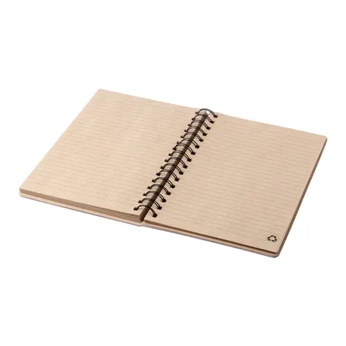 Block notes A5 con copertina bambù rilegatura a aspirale e 80 fogli a righe in carta riciclata