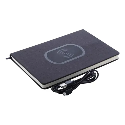 Block notes A5 con caricatore wireless integrato sulla copertina e 80 fogli a righe